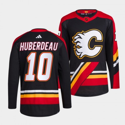 Calgary Calgary Flames #10 Jonathan Huberdeau Men's adidas Reverse Retro 2.0 Authentic Player Jersey - Black Men's